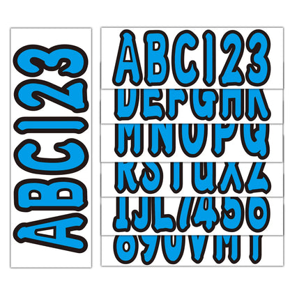 Blue Decal Set A-Z & 0-9 for Boat Registration Letters & Numbers