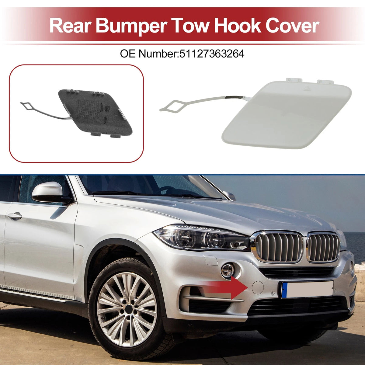 Rear Tow Hook Cover for BMW 428i (2014-2016) - White 1 Pcs