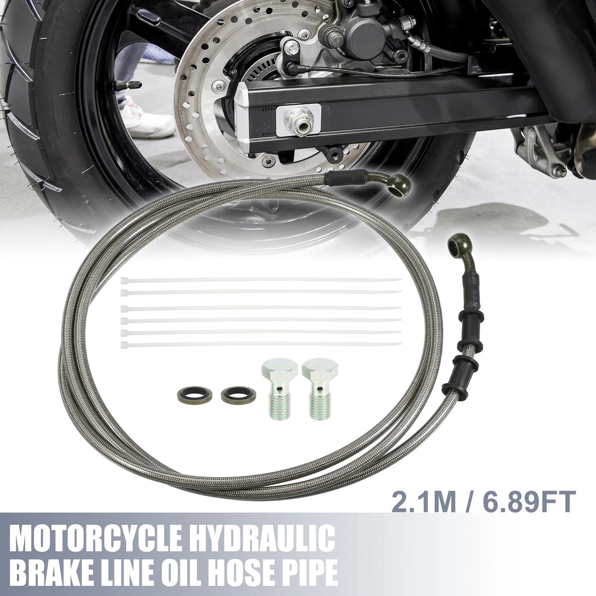 1 Set / 2.1m / Hydraulic Brake/Clutch Line Hose with Screws for Motorcycle