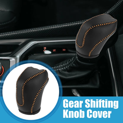 Gear Shifting Knob Cover for Subaru Crosstrek 2018-2023 Black Orange Stitch