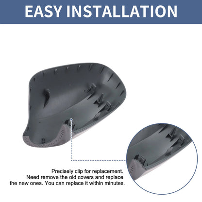 Right Passenger Side Mirror Cover Cap Replacement Grey for BMW 3 Series (2006-2013)