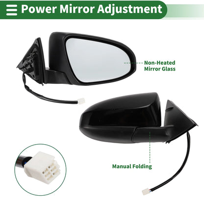 Right Door Mirror / Manual Folding Gloss Black for Toyota Camry