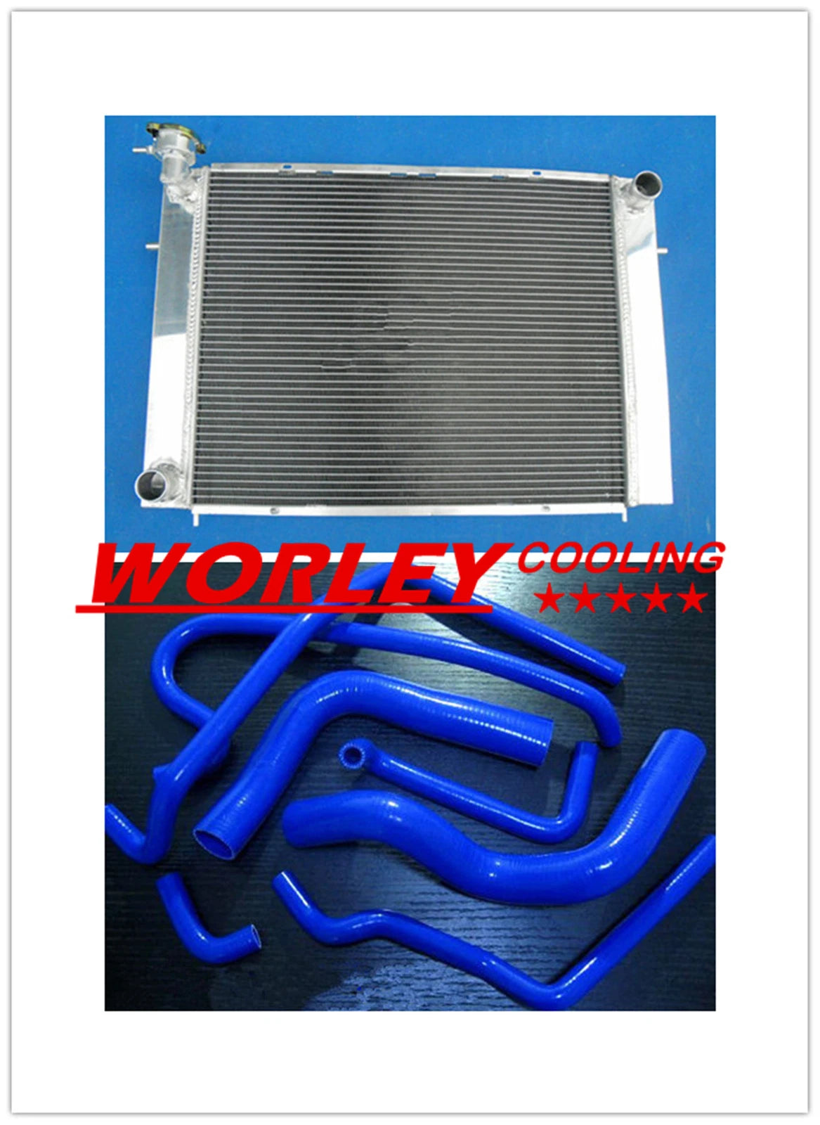 44mm Aluminum Radiator & Blue Hose for Commodore VN VP VR VS V8 5.0L (1988-1997)