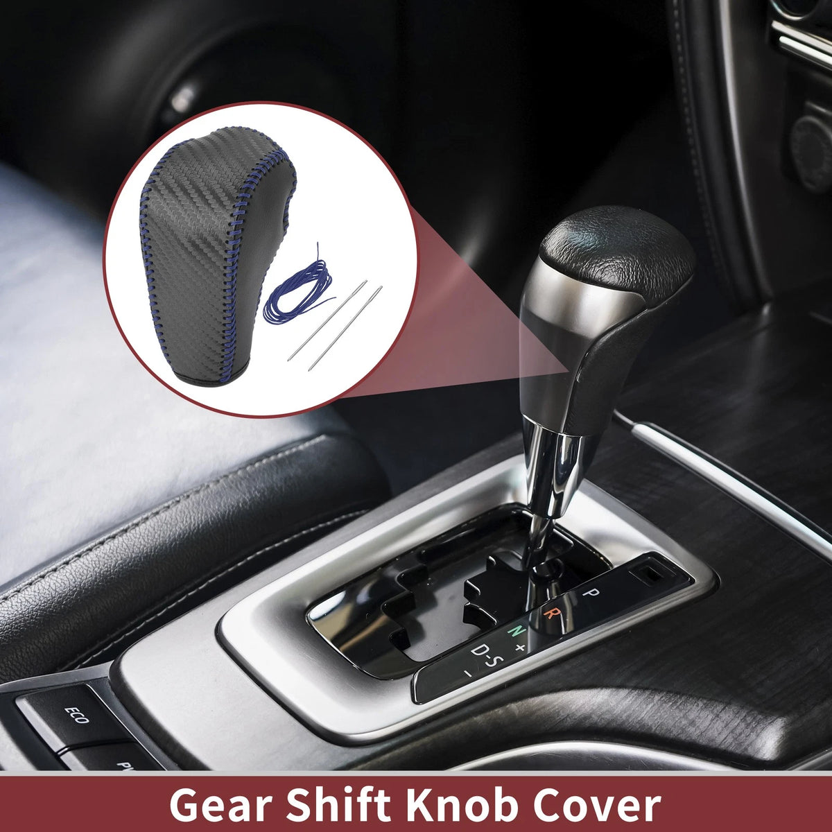 Gear Shift Knob Cover for Ford Edge 2011-2014 - Blue Faux Leather (2011-2014)