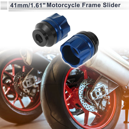2 x 14mm Aluminum Alloy Motorcycle Slider Frame Blue for Various Models