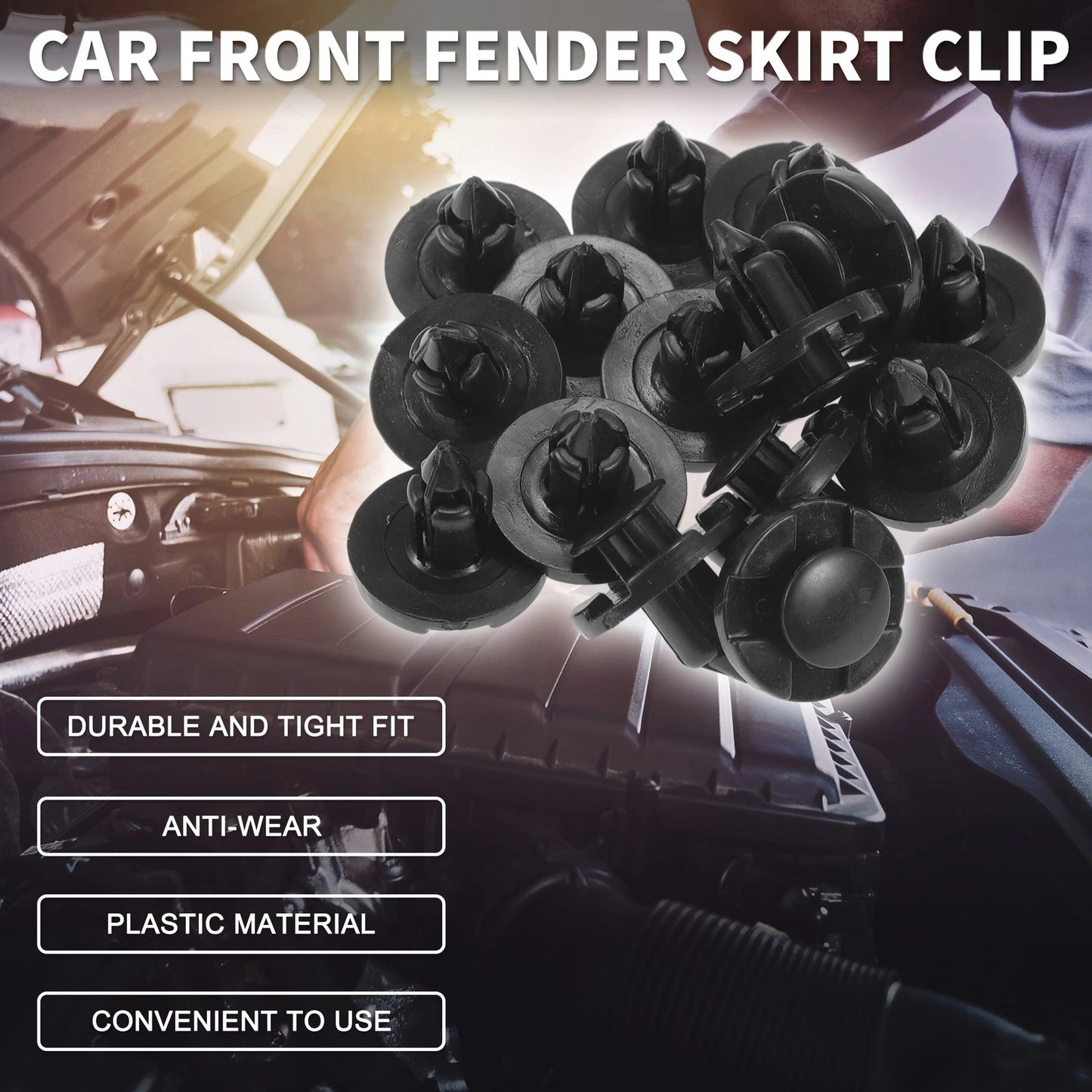 15 x Black Front Fender Skirt Clips for Mitsubishi Outlander (2007-2020)