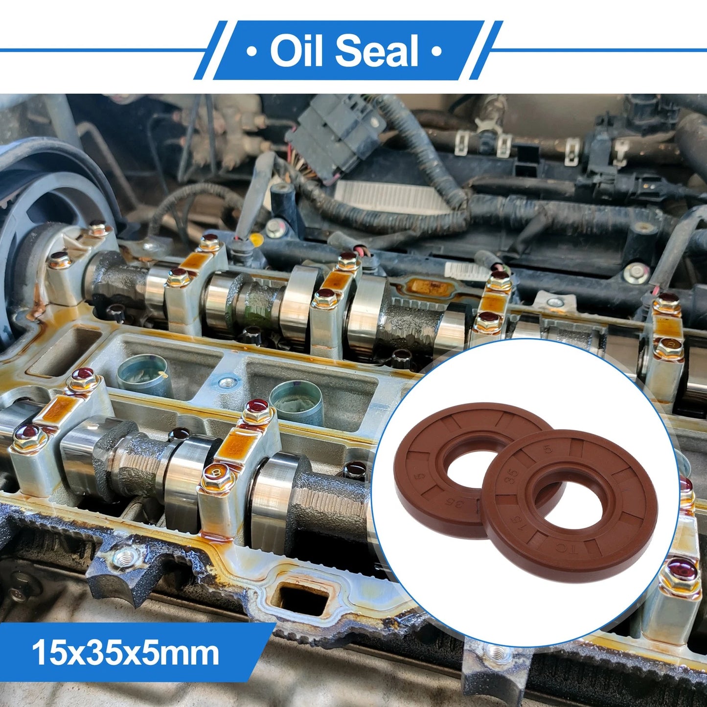 Oil Seal 15x35x5mm Seal Ring Rotary Shaft Seal FKM Rubber