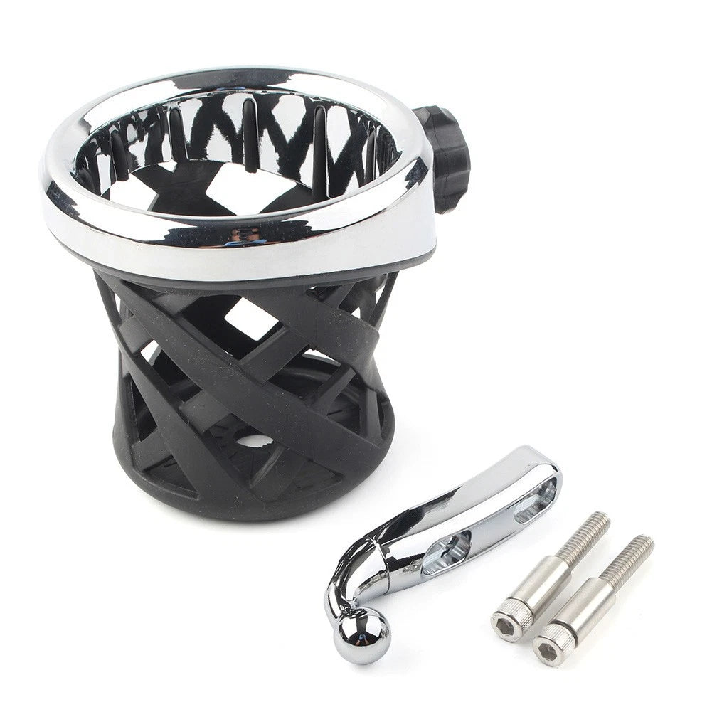 Handlebar Cup Holder Drink w/Mesh Basket for Harley Dyna, Fatboy, Tour Glide (2006-2023)