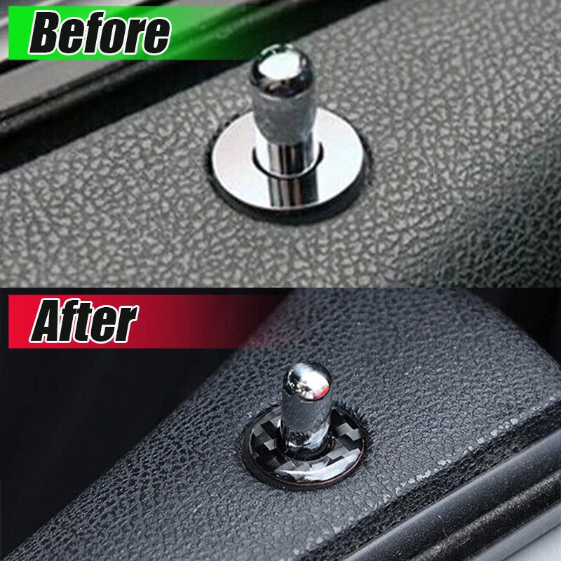 4 x Car Door Lock Pin Ring Trim Covers for Dodge Charger (2015-2023) Carbon Fiber