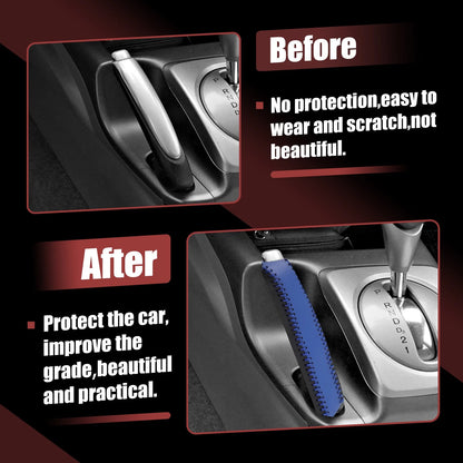 Faux Leather Handbrake Cover for Ford Mustang (2015-2021) Black Blue
