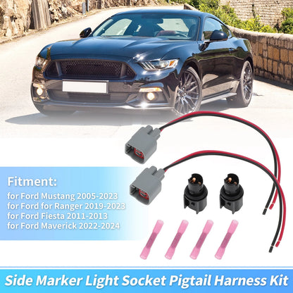 Side Marker Light Bulb Socket Pigtail Wiring for Ford Fiesta (2009-2019)