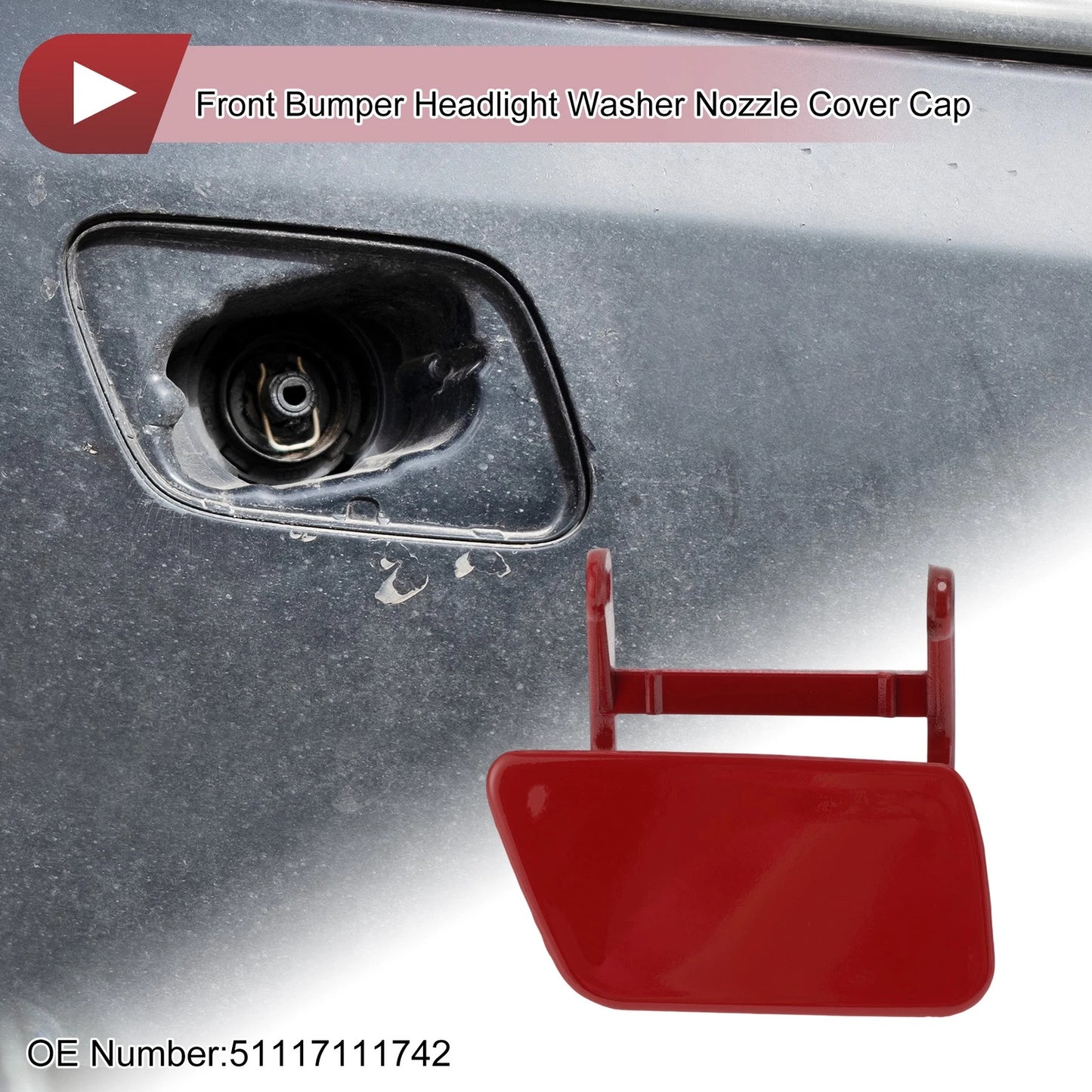 Bumper Headlight Washer Nozzle Cover for BMW 525i (2004-2005) Red