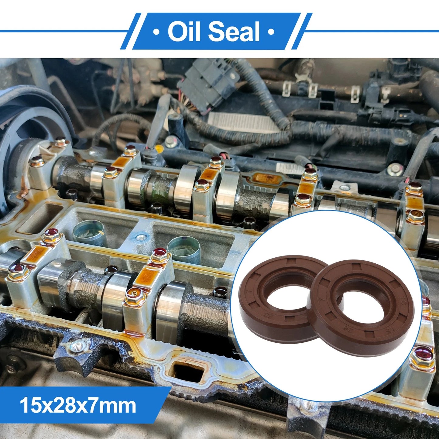 Oil seal rotary shaft seal FKM 15x28x7mm Brown 2 x for MakeModel