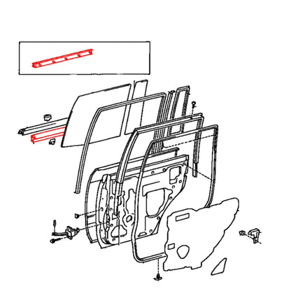 RR Door Glass Inner Weatherstrip for Toyota Land Cruiser 1990-2006