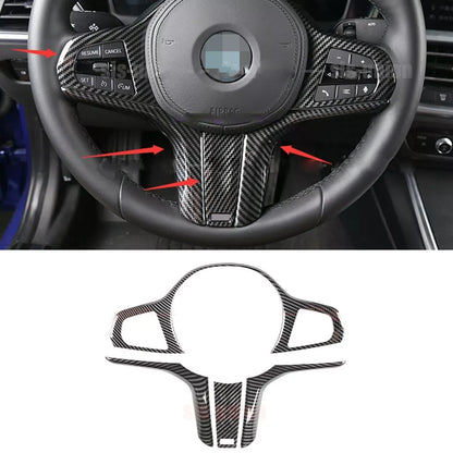 4PCS Carbon Fiber Steering Wheel Cover Trim for BMW 3 4 Series (2019–2023)