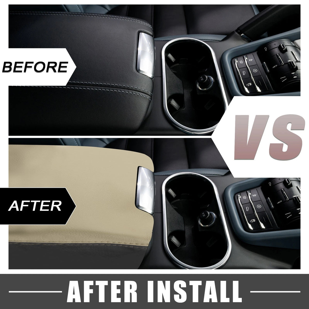 Car Center Console Armrest Cover for Ford F150 2009-2014 Black Beige
