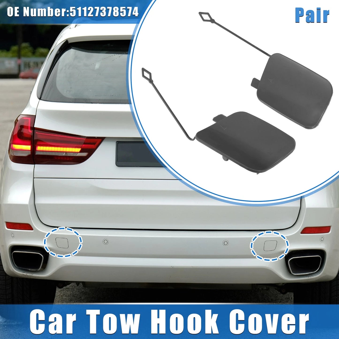 Rear Tow Hook Eye Hole Cover Cap  for BMW X5 (2016-2018) Gray