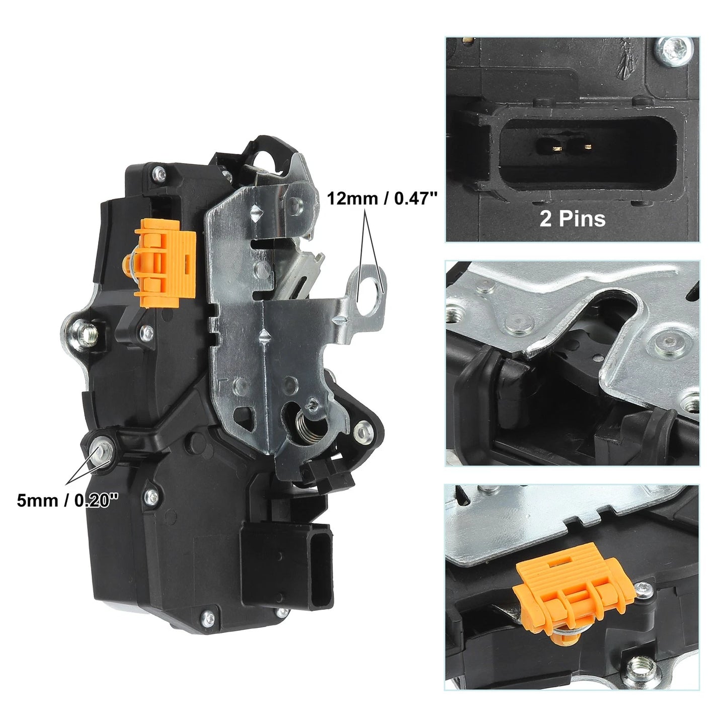 Front Left Door Latch Lock Actuator for Chevrolet Cobalt Black Silver Tone