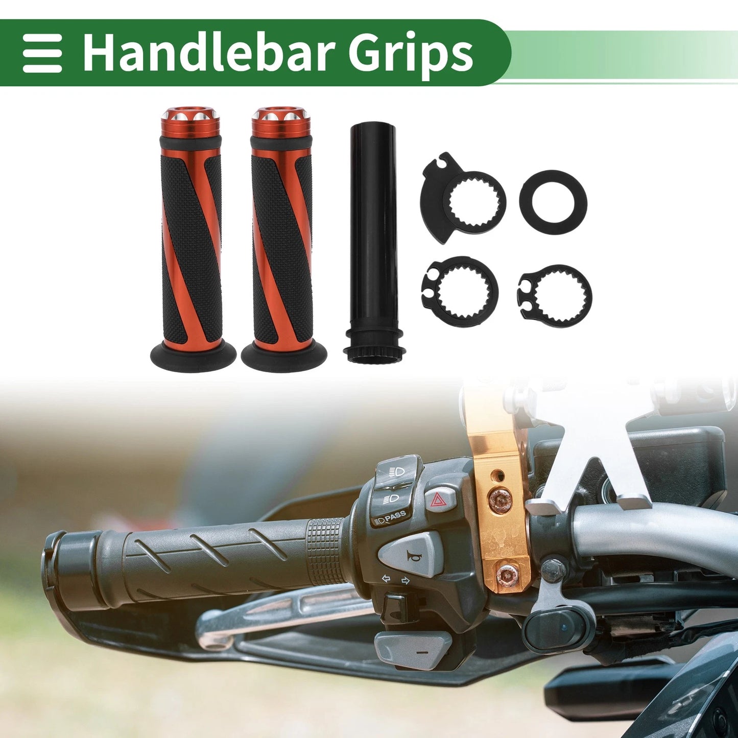 Hand Grips Cover Kit 7/8 22mm for Motorcycle Black Orange