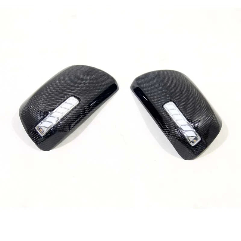 Carbon Fiber Side Mirror Cover Caps Replace for 2006-2013 Toyota Previa w/ LED