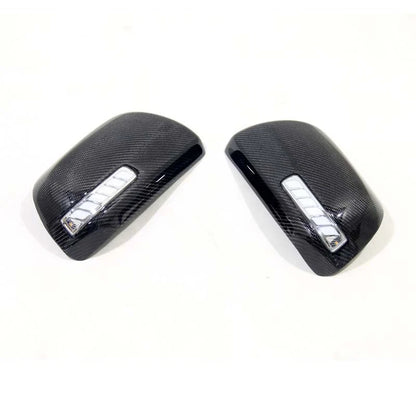 Carbon Fiber Side Mirror Cover Caps Replace for 2006-2013 Toyota Previa w/ LED