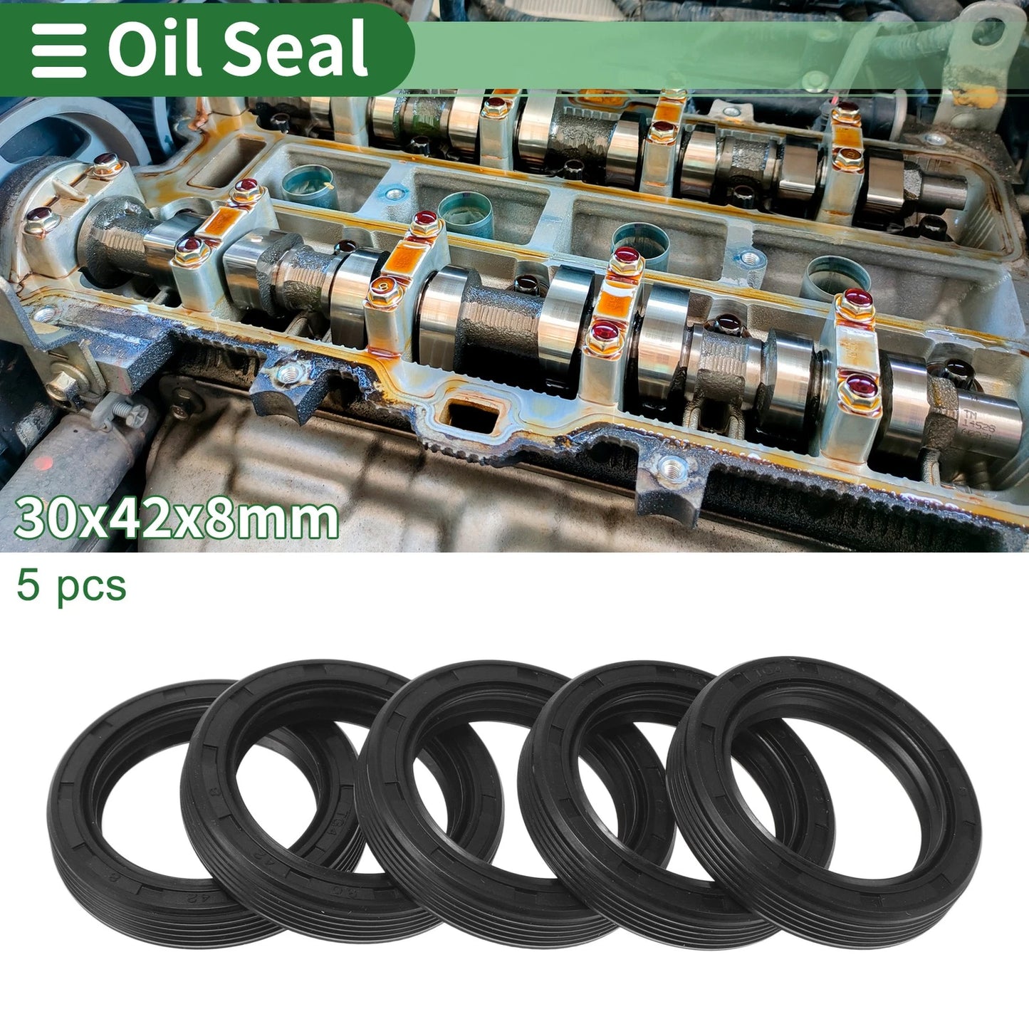 Oil Seal TG4 Lip Seal Ring Rotary Shaft Seal NBR Rubber 30x42x8mm Black 5 Pcs