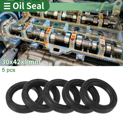 Oil Seal TG4 Lip Seal Ring Rotary Shaft Seal NBR Rubber 30x42x8mm Black 5 Pcs