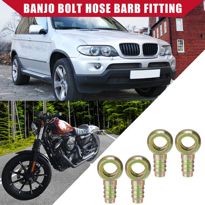 4 x Banjo Bolt Hose Barb Fitting 16mm ID 16mm OD for Car Motorcycle Metal