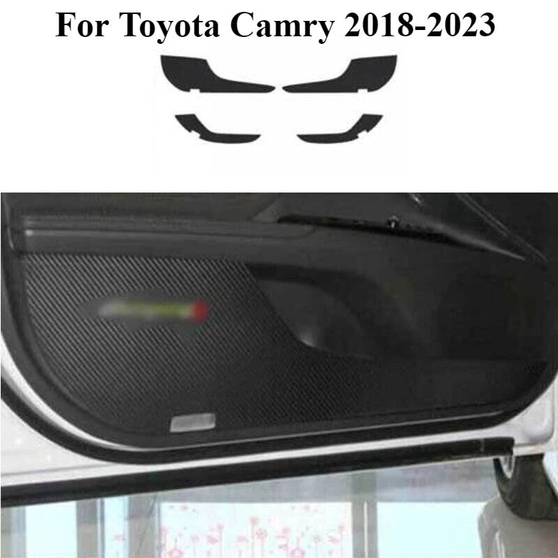 Leather Panel Trim Carbon Fiber Door Anti-Kick for Toyota Camry (2018–2023)