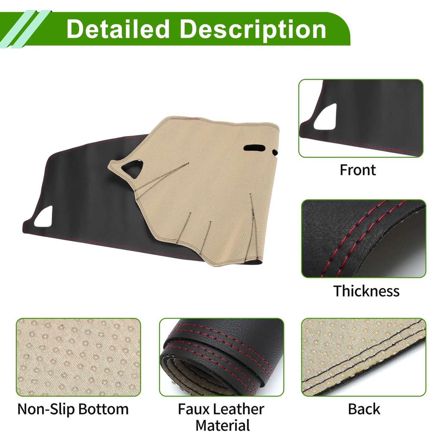 Dashboard Cover Mat for Mitsubishi Lancer (2008-2017) Black Red