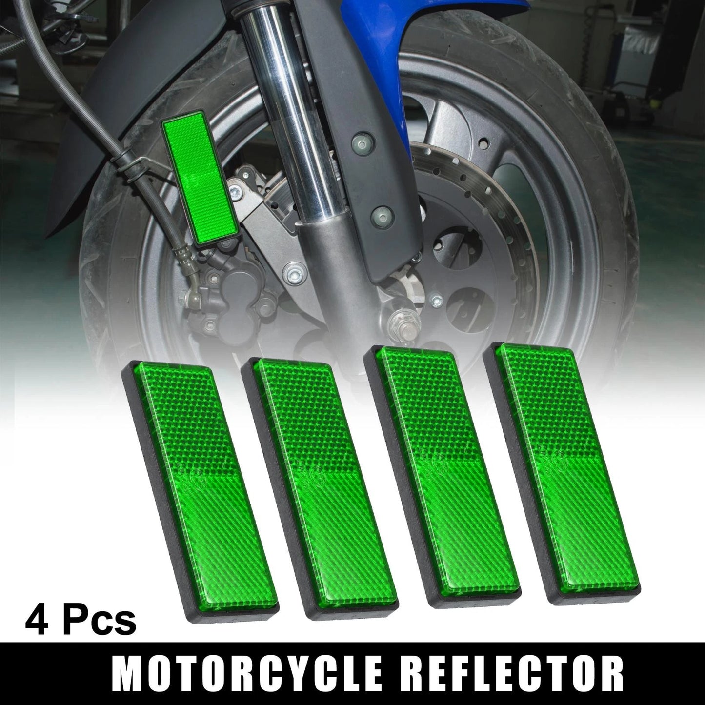 4pcs / M6x0.8 Green Universal Screw Mount Round Warning Reflector for Motorbike