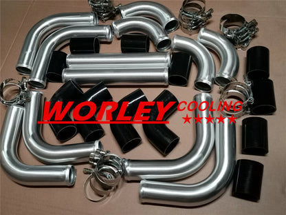 600x300x76mm Front Mount Intercooler + 3" Pipes + Black Hoses