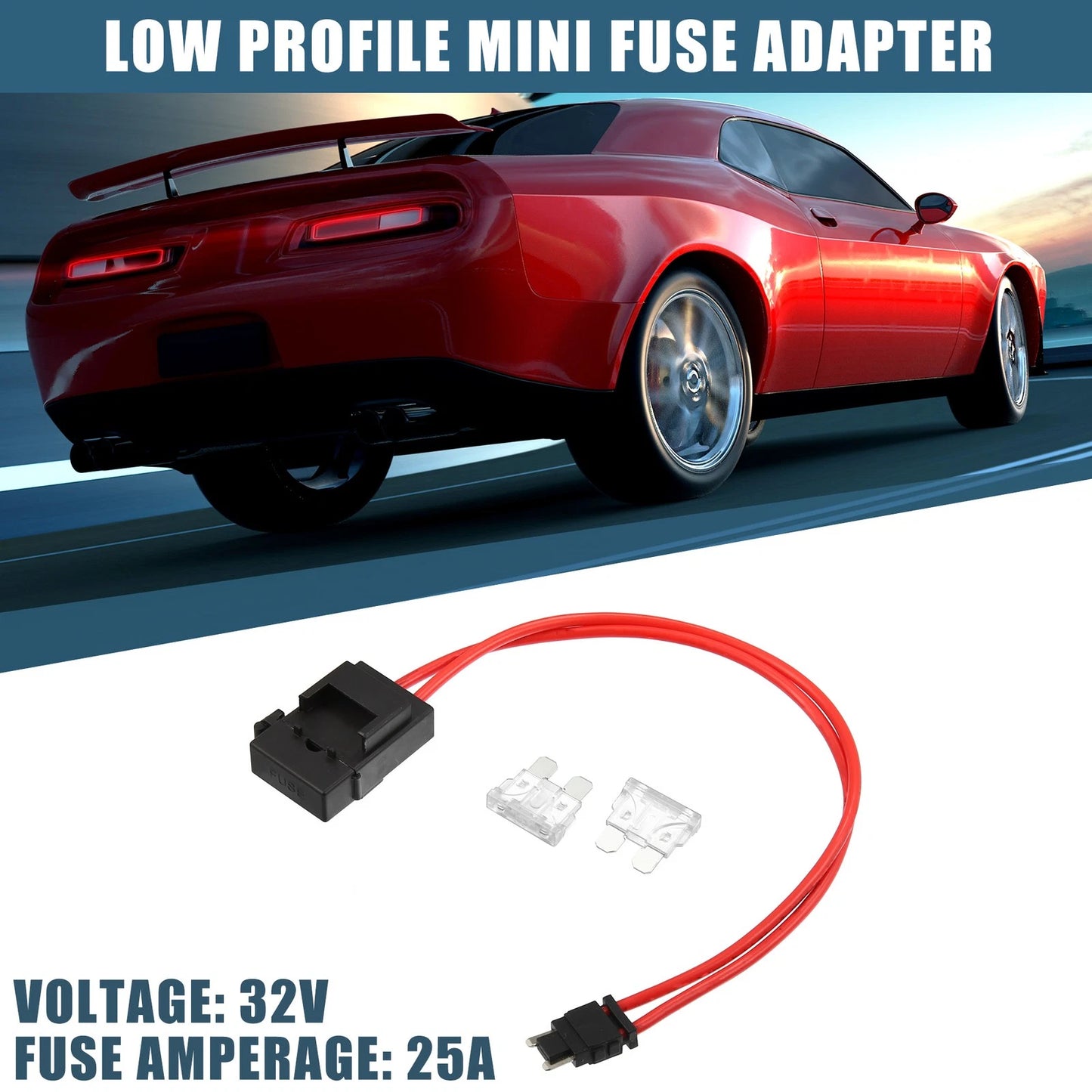 25A Low Profile Mini Fuse Adapter for Cars