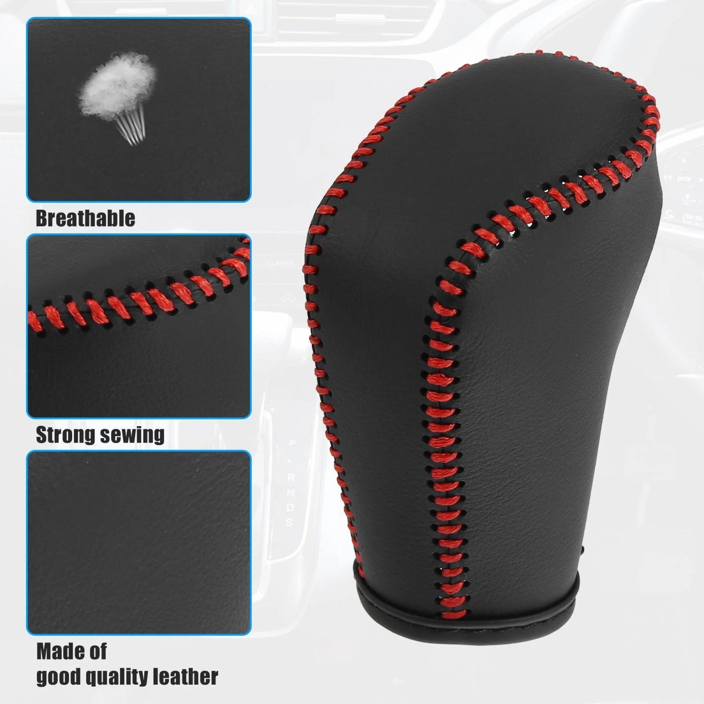 Black Faux Leather Gear Shift Knob Cover for Mazda 3 (2014-2018)