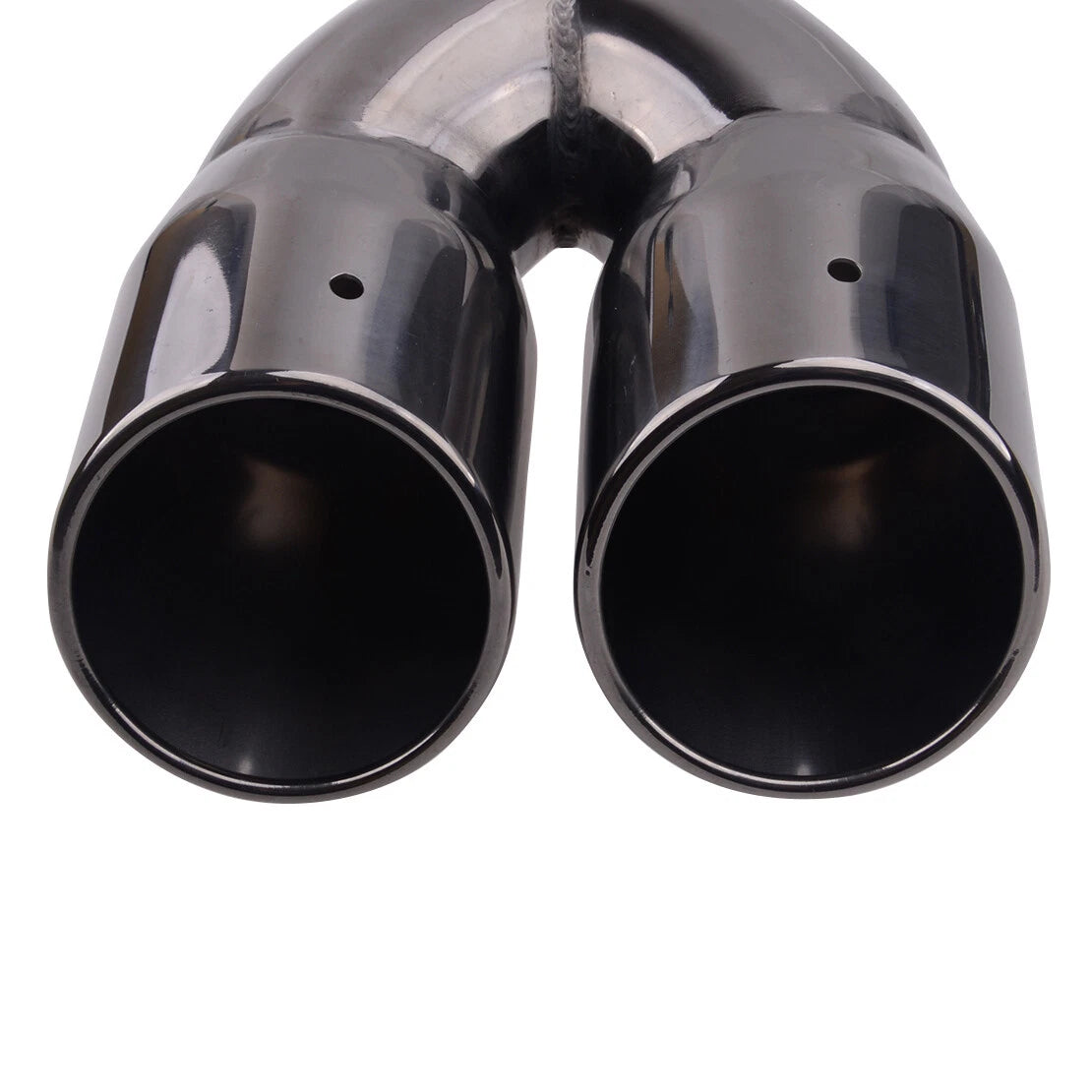2.5" Inlet Dual Rear Muffler Exhaust Tip Tail Pipe for Titanium Black Car