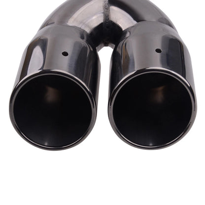2.5" Inlet Dual Rear Muffler Exhaust Tip Tail Pipe for Titanium Black Car