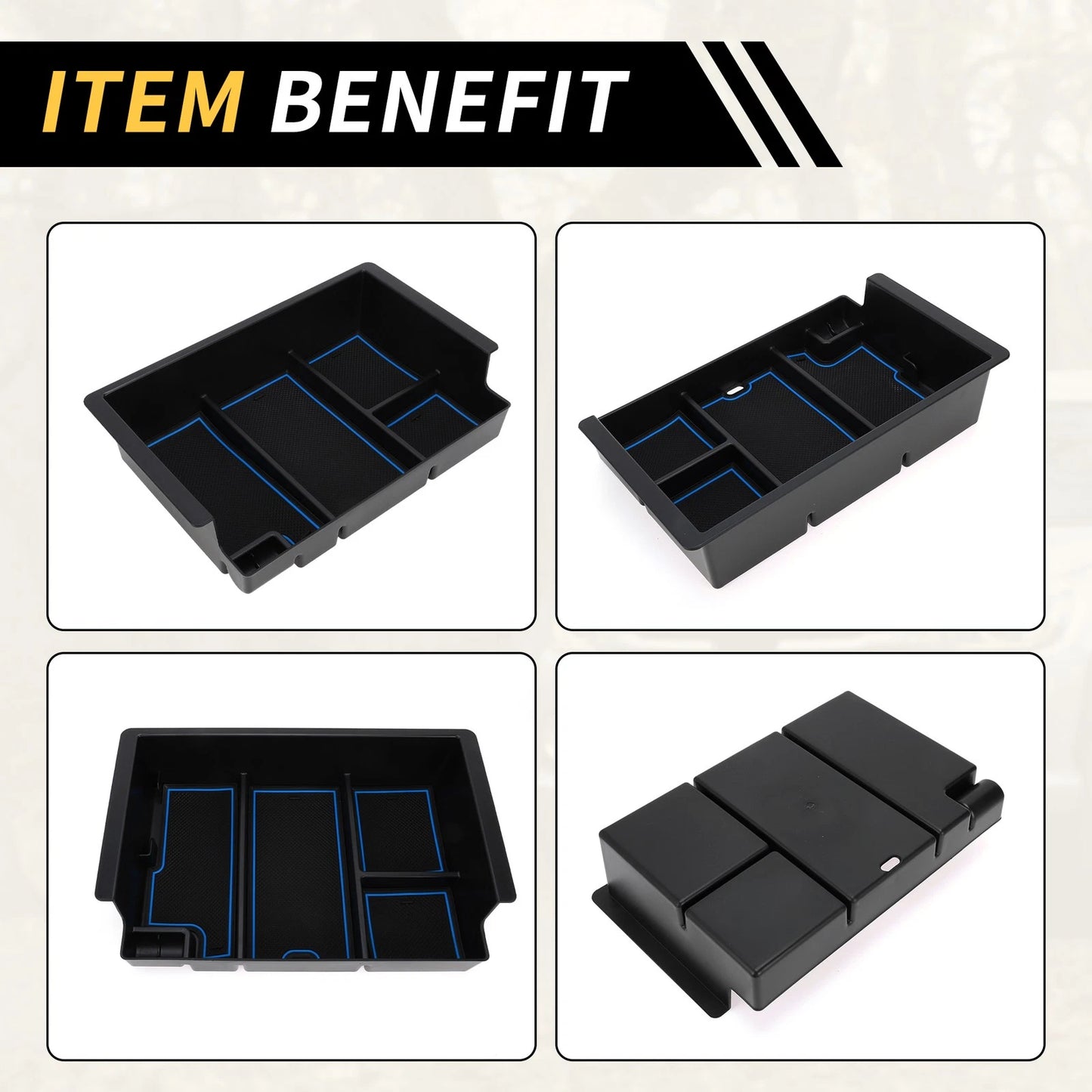 Full Center Console Organizer Tray for Chevy Silverado GMC Sierra Blue