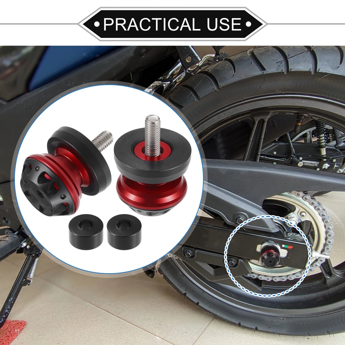1 Pair Swingarm Spool 8mm CNC Swing Arm Sliders Stand for Motorbike