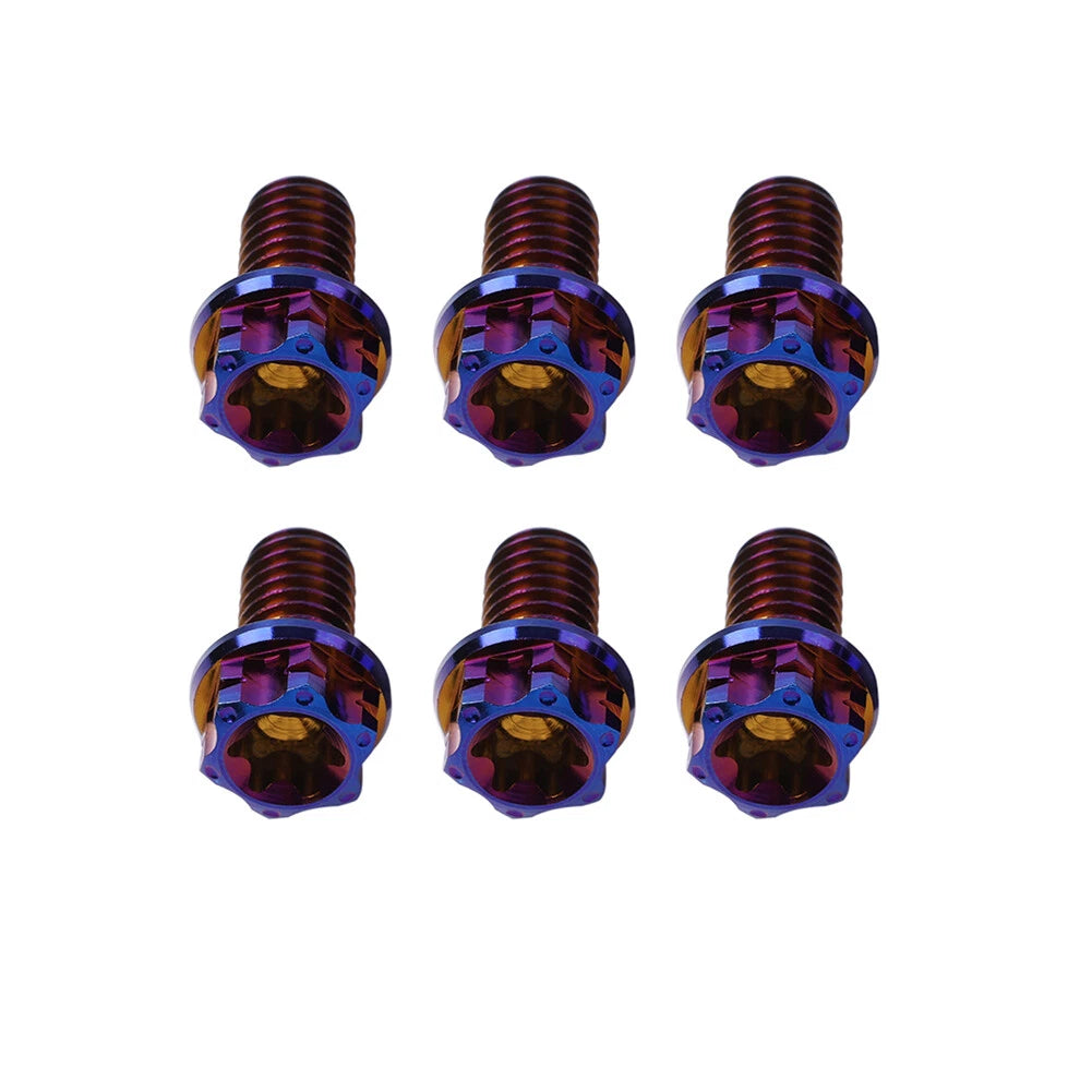 6pcs M6x25mm Titanium Torx Head Flange Screws for Motorcycle Bicycle
