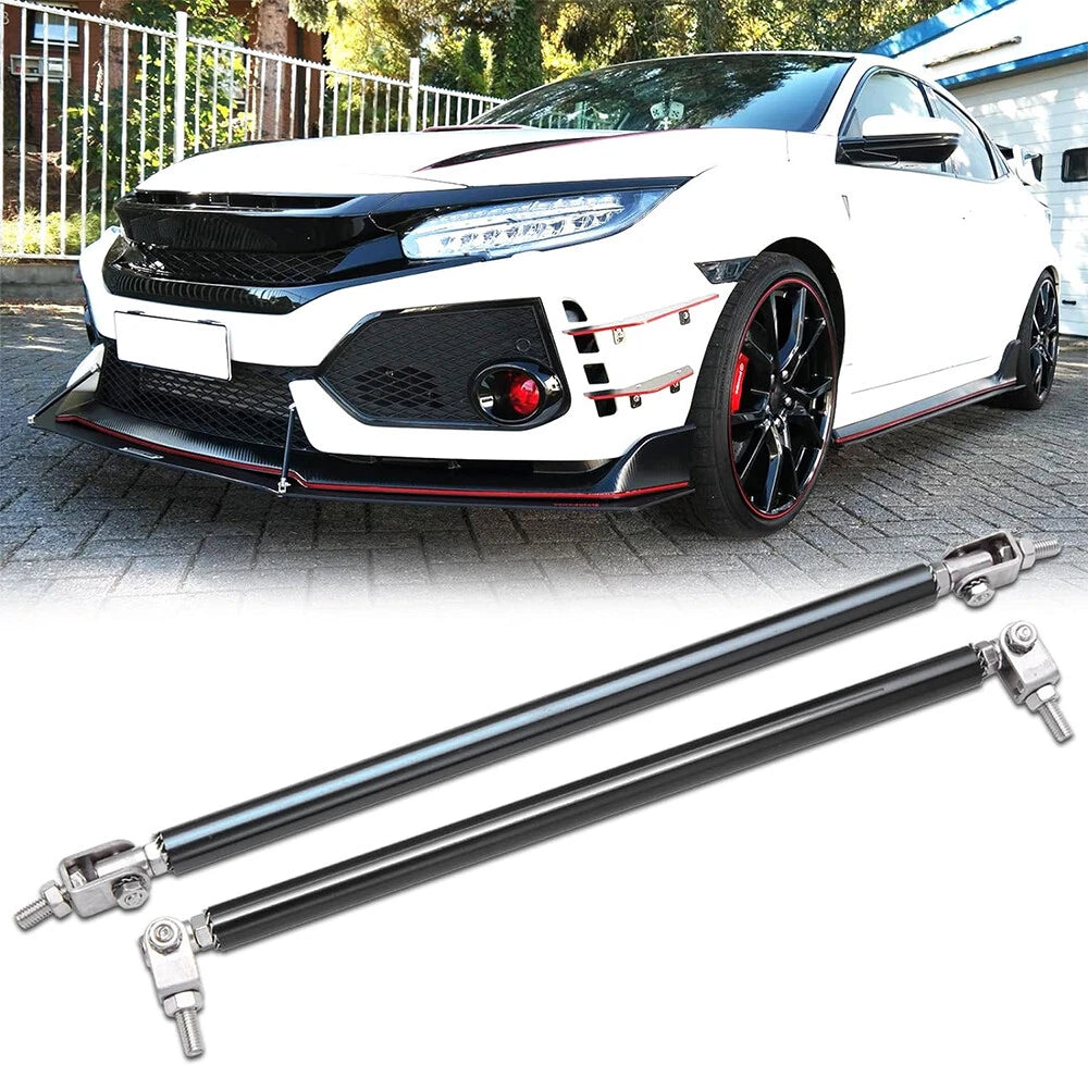 8" Black Adjustable Front Bumper Lip Splitter Strut Rods for Honda