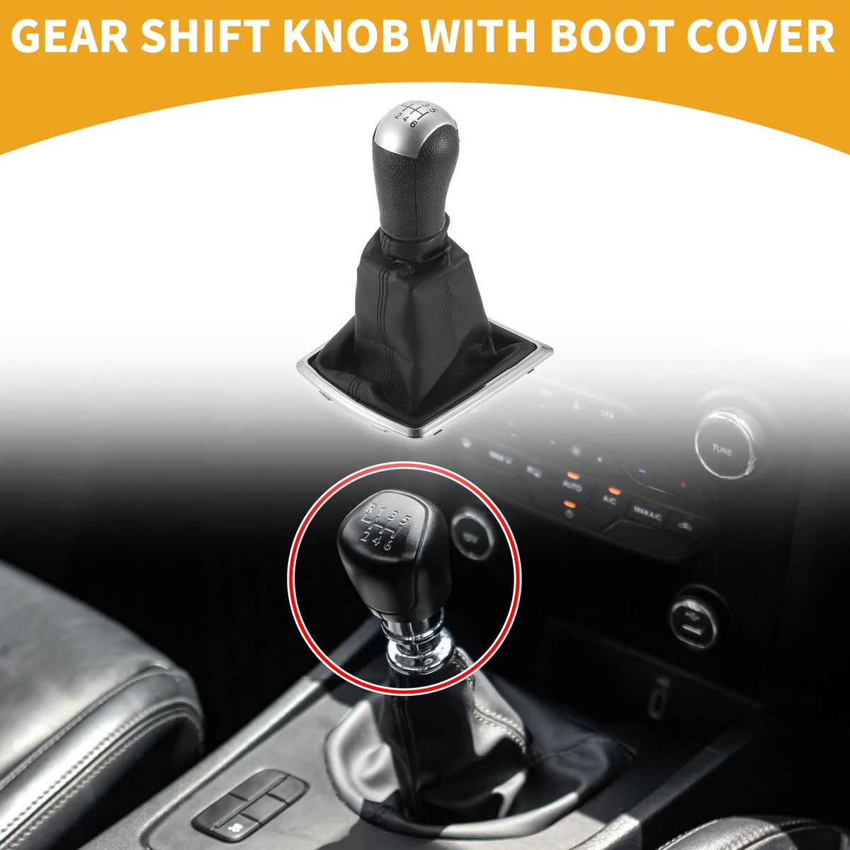 6 Speed Gear Shifter Knob & Cover for Ford Focus MK2 (2004-2008)