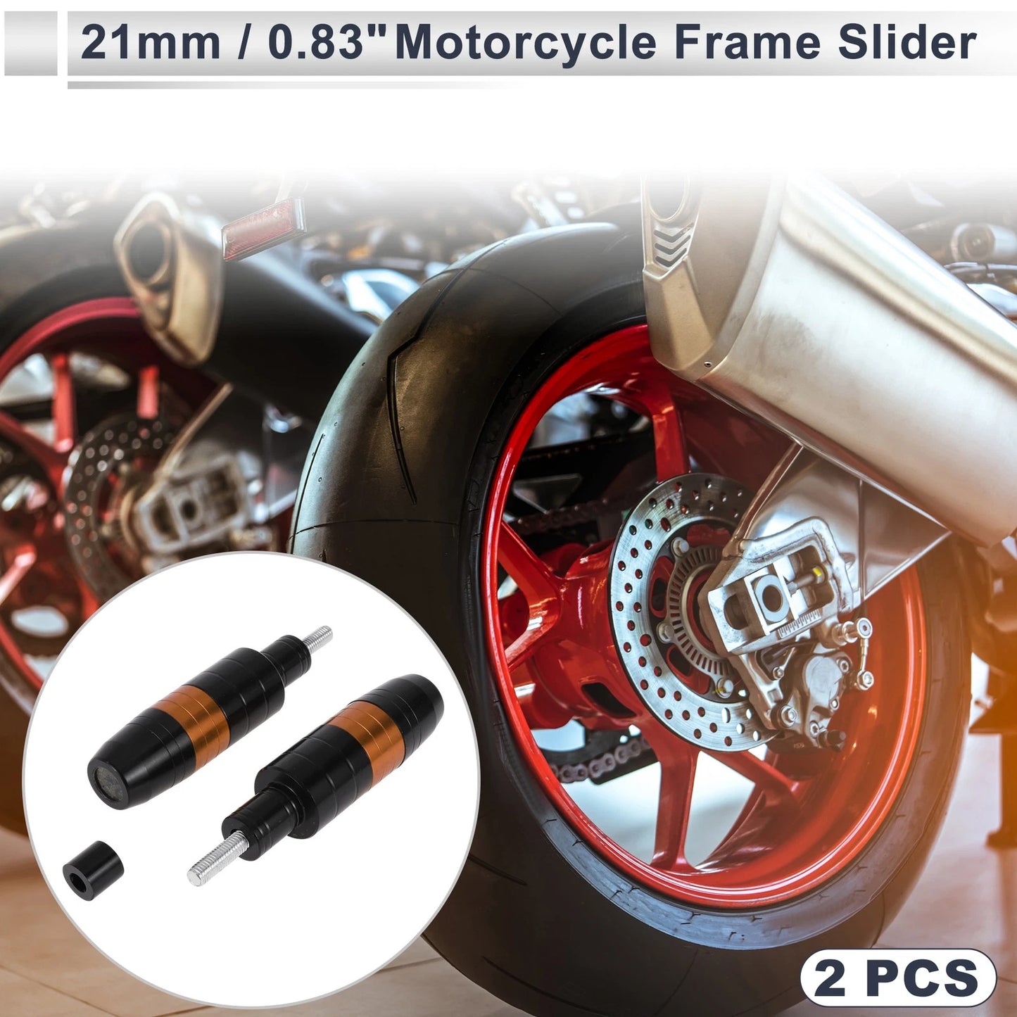 8mm Aluminum Alloy Motorcycle Slider Frame 2 x for Make Model