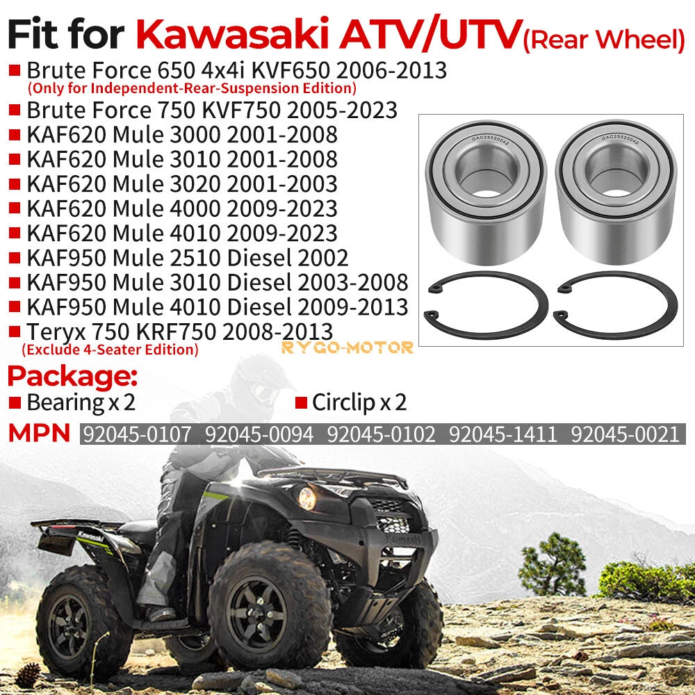 Rear Wheel Bearing for Kawasaki Mule 3000 3010 3020 2510 4000 4010