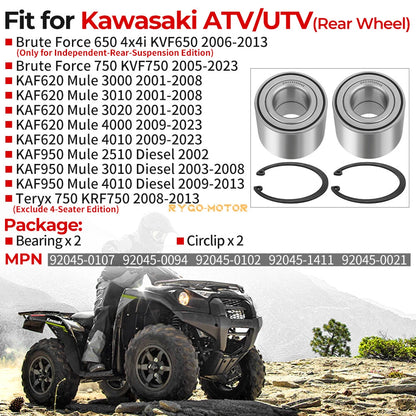 Rear Wheel Bearing for Kawasaki Mule 3000 3010 3020 2510 4000 4010