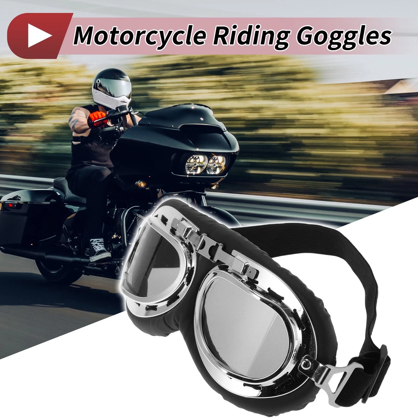 Set 1 Motorcycle Goggles Grey Lens Black Frame Sunglasses for Motorcycle