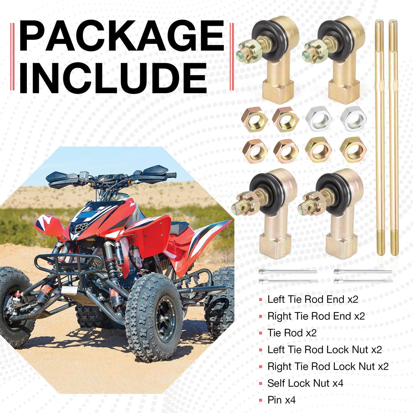 Tie Rod Ends Set for Honda TRX450ER Electric Start / TRX450R Kick Start