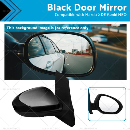 Driver Side Black Door Mirror for Mazda 2 DE Genki NEO MAXX (2007-2014)
