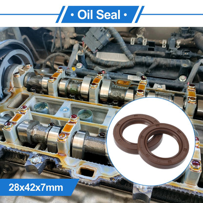 Oil Seal 28x42x7mm Seal Ring Shaft FKM Rubber Brown 2 x for Make Model