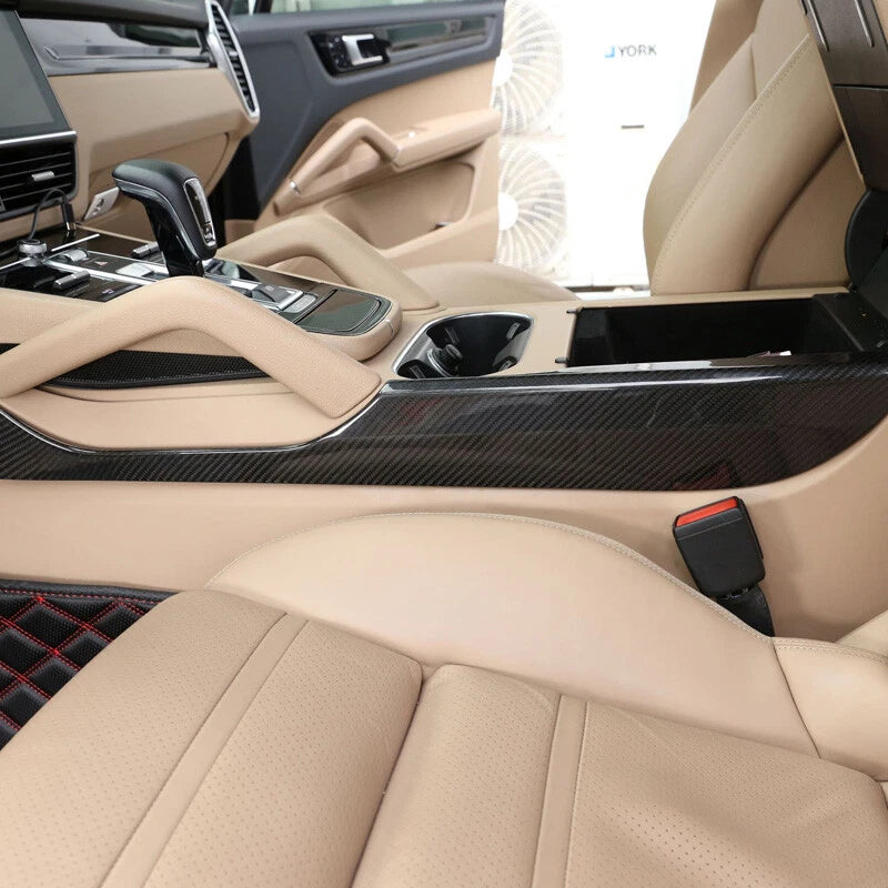 Real Carbon Fiber Side Center Console Panel Trim Fit For Cayenne 2018-2022