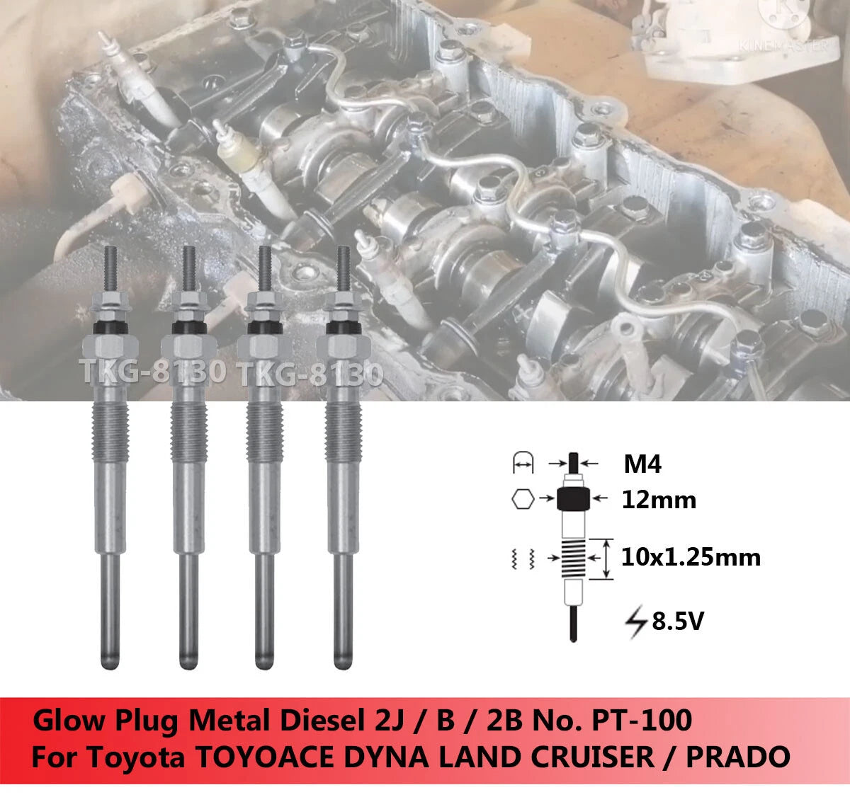 4 x Glow Plugs for TOYOACE LAND CRUISER PRADO DYNA (1985-2001)